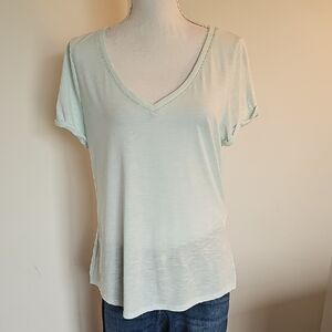 White House Black Market Mint V-Neck Tee